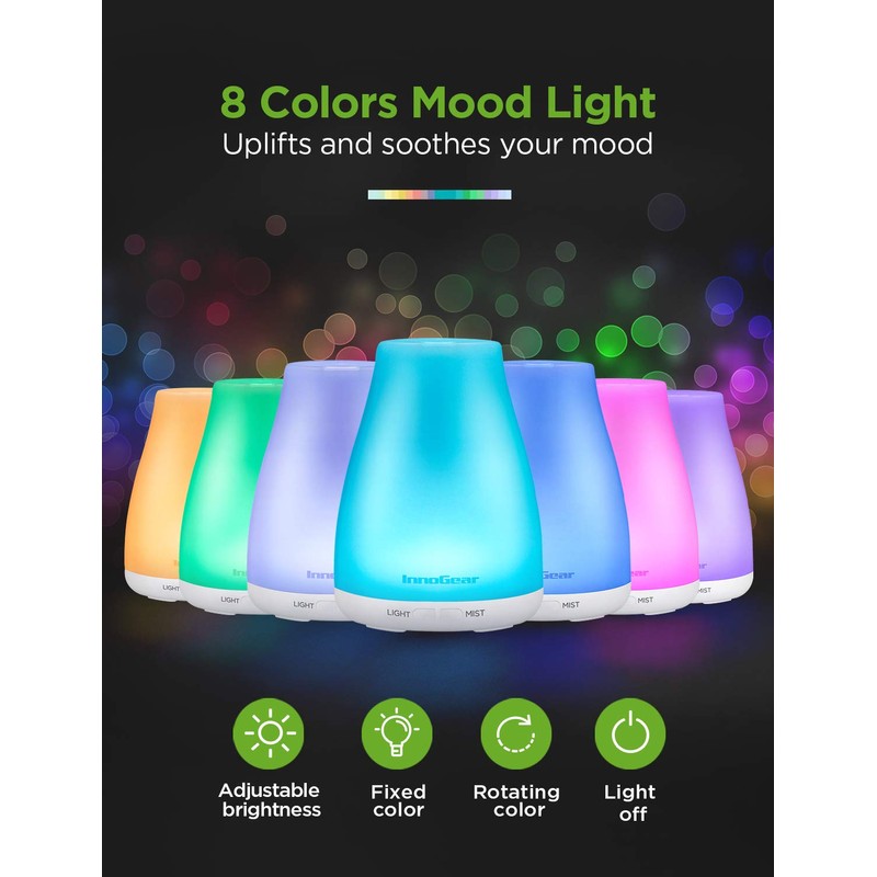 InnoGear Essential Oil Diffuser, 2 Pack Premium 5-in-1 Aromatherapy Humidifiers