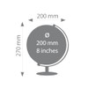 TROIKA Globe Diameter 20 cm Lunar Globe Physical Map Topographic