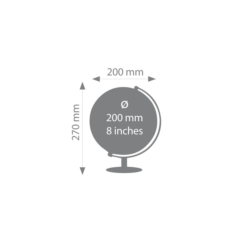 TROIKA Globe Diameter 20 cm Lunar Globe Physical Map Topographic