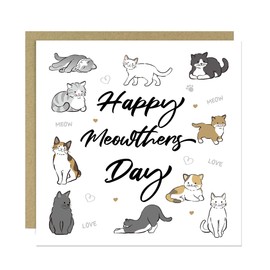 RED OCEAN Funny Cat Mother's Day Card, Cute Card for Mums, Mothers Day Cards, Meowthers Day Card, Funny Card For Cat Mum, Cat Mum Card, Card For Her, Mothers Day Card With Envelope