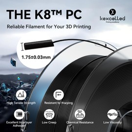 kexcelled PC Filament 1.75mm 1kg,Clear White Polycarbonate Filament 1.75 with Tough and Heat Resistant,PC 3D Printer Filament Dimensional Accuracy +/- 0.03mm