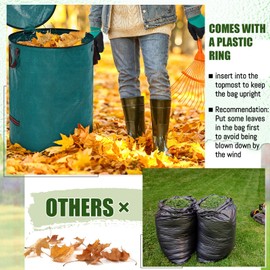 Wesnoy 10 Pcs 106 Gallons Yard Waste Bags with Lid Garden Bags with 4 Pairs Gardening Gloves Grass Weed Bag Large Lawn and Leaf Bags Yard Trash Bags Yard Trash Containers