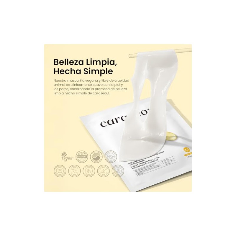 caraseoul Rice Niacinamide 5 Radiance Mascarilla de Hidrogel con Colágeno