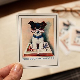 Puppy Dog Bookplates, Self-Adhesive, Whimsical Book Plate Stickers for Children, Set of 10, This Book Belongs To Labels, Custom Gift for Book Lovers