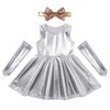 ABEWIP Baby Girls Metallic Dresses Outfits Sparkly Shiny Toddler Kids