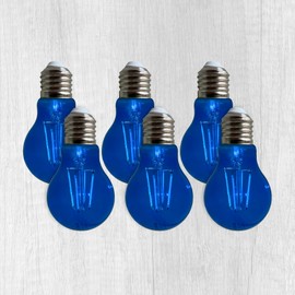 WHFIALUX A19 Edison LED Blue Filament Light Bulbs, 4W, Blue Colored Glass, E26 Base, Indoor, Outdoor, Porch, Decoration, Party, Holiday, Event Lighting (6 Pack, Blue)
