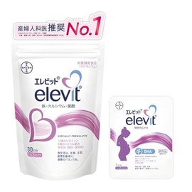【公式】エレビット 葉酸 サプリ 90粒×1袋 + 植物性 DHAお試し2粒 30日分（妊娠 妊活 ビタミン ミネラル 鉄 分 カルシウム マルチビタミン 1ヶ月 パウチ バイエル薬品）