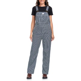 HISEA Women's Hickory Stripe Bib Overalls, Womens Relaxed Fit Overalls with Adjustable Straps and Convenient Tool Pockets