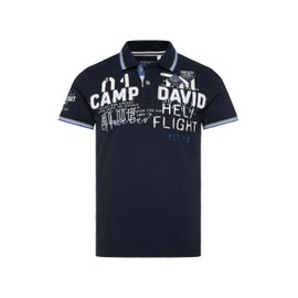 Camp David Men's Pique Polo with Label Appliques, Navy blue