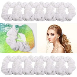 White Cotton Scrunchies for Tie Dye,10Pcs White Cotton Scrunchies,White Cotton Scrunchies Hair Ties,White Scrunchies for Tie Dye,White Color Cotton Scrunchies,Cotton Elastics Scrunchy Hair Ties