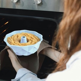 ESYFOR Gugelhupfform Silikon 23cm, Silikon Backform Antihaftbeschichtung Kuchenform Groß Gleichmäßige Wärmeverteilung Leicht zu Reinigen Backformen für Kuchen,Götterspeise,Gelatine,Brot