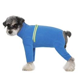 Dog Fleece Warm Clothes, Puppy Winter Long-Sleeved Four-Legged Clothes, Puppy Onesie With D Ring,Cold Weather Coats For Small To Medium Dogs_M(Blue)