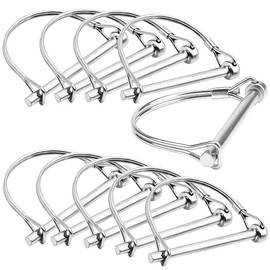 Famgee 10 Pcs Shaft Locking Pin Coupler Wire Lock Pin Hitch Pin for Farm Trailers Wagons Lawn Garden Hitches 1/4 Inch Diameter (Silver) (Arch)