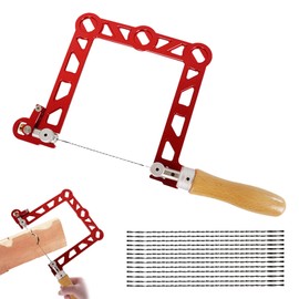 Fretsaw, Fretsaw Set with 13 Replacement Blades, 5 inch Fretsaw Scroll Saw, Multi-Directional Cutting Hand Tool, Hacksaw Bow Saw for Woodworkers, Fretsaw for Wood, Plastic, Rubber, Soft Metal