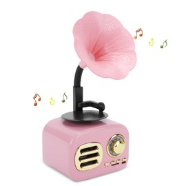 Gugxiom Retro Bluetooth Speaker, Mini Gramophone Shape Bluetooth Speaker Loudspeaker, Vintage Home Bedroom Decor, Retro Music Player Rechargeable (Rosa)