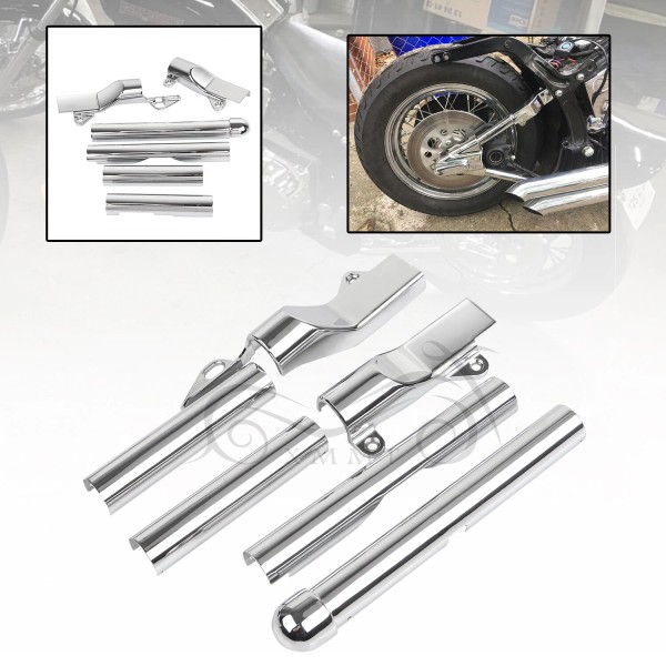 Unbranded Chrome Metal Swingarm Tube Cover Kit For Harley Softail