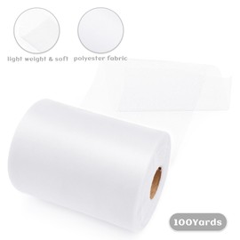 Rilisili 6 Inch × 100 Yards(300 Feet) Tulle Mesh Ribbon White Tulle Fabric Ribbon Roll Netting Spool for Tutu Skirt DIY Craft Wedding Decor Party Gift Wrapping Ornaments Valentine's Day Easter