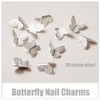 JERCLITY 150 Pieces 3D Silver Butterfly Nail Charms Nail Butterfly