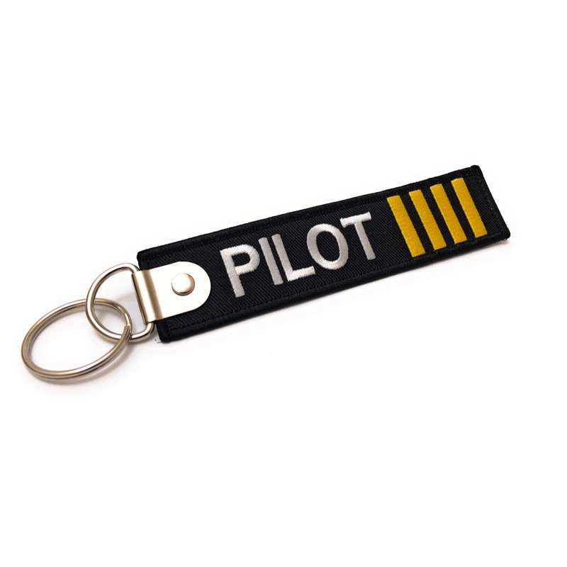 Premium Embroidered Pilot Luggage Tag - 4 Gold Stripes -