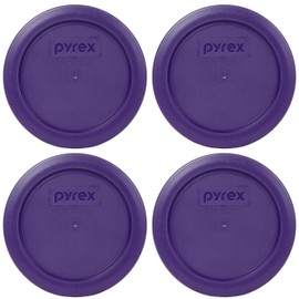 Pyrex 7200-PC Plum Purple Round Plastic Food Storage Replacement Lids - 4 Pack