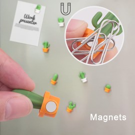 HAUTOCO Decorative Refrigerator Magnets Fridge Magnets, 12Pcs Mini Plant Fridge Magnets Cactus Whiteboard Magnets Locker Accessories Push Pin Magnets for Magnet Boards Fridge School Home Office Decor