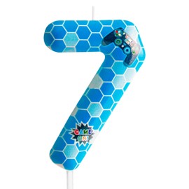 FUNCANDLE Game Birthday Number 7 Candles,Gamepad Pattern Game Number 7 Birthday Candle,Happy Birthday Candle,Game Controller Theme Party Boy Girls Birthday Party Decorations