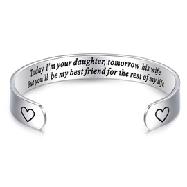 LParkin Mother of The Bride Gifts Bracelets Today I'm Your Daughter Tomorrow His Wife Mom Bracelet Wedding Day Gift