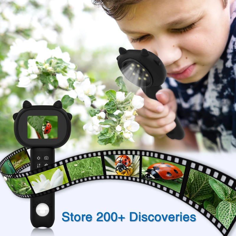 Kids Microscope Digital Camera Magnifying Glass Toys with 8 LED