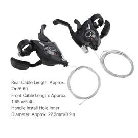 WBTY Brake Levers Shifter, 3x7 21 Speed Mountain Shifters, Left Right Brake Lever Shifter Kit with Gear Indicator, Replacement with Shift Cable