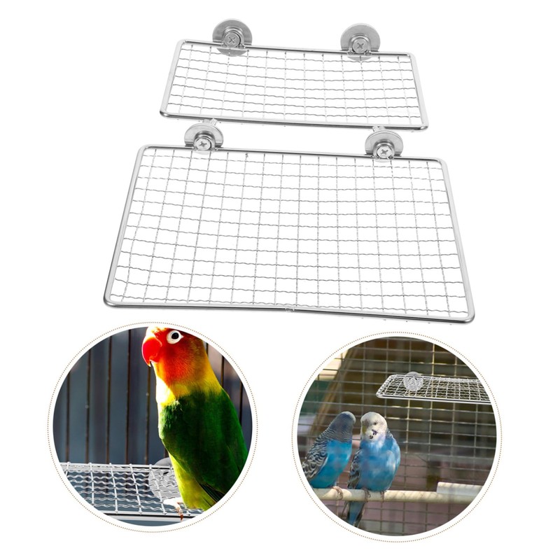 HEMOTON 2pcs Stainless Steel Parrot Perch Platforms Cozy Resting Jumping