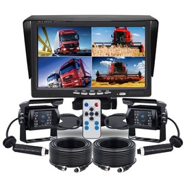 iPoster 7" Split Screen Monitor 2X 4PIN IR CCD Rear View Backup Camera For Truck Rv Van