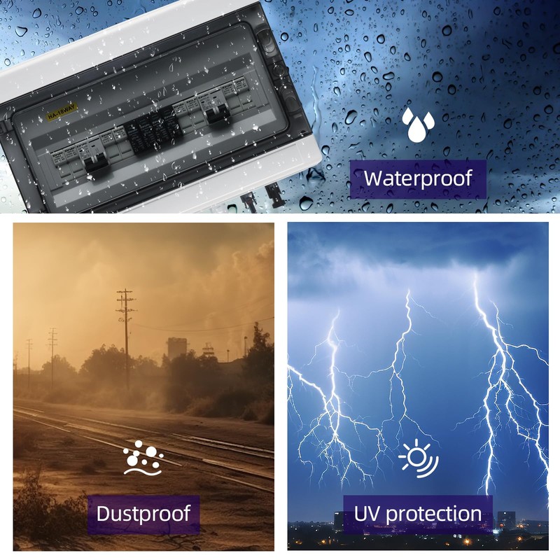 KERWINN PV Solar Combiner Box,50A 500V Junction Box IP65 Waterproof