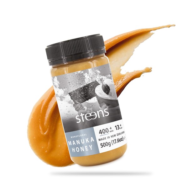 Steens Manuka Honey MGO 400+ - 500 g Pure Raw 100% Certified UMF 13+ Manuka Honey - Bottled and Sealed in New Zealand - Highest Quality Level - 500 g
