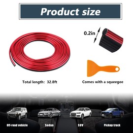 Augeny Car Interior Trim Strips, 33Ft Bendable Flexible Automobile Molding Line Strip Garnish, Self-Adhesive Door Edge Trim with Installing Tool, Universal Car Accessories (Red)