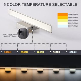 BRIVOLART LED Brushed Nickel Vanity Lights for Bathroom Light Fixtures 5CCT Dimmable Vanity Light Bar Bathroom Lighting 15.7' Inch 12W