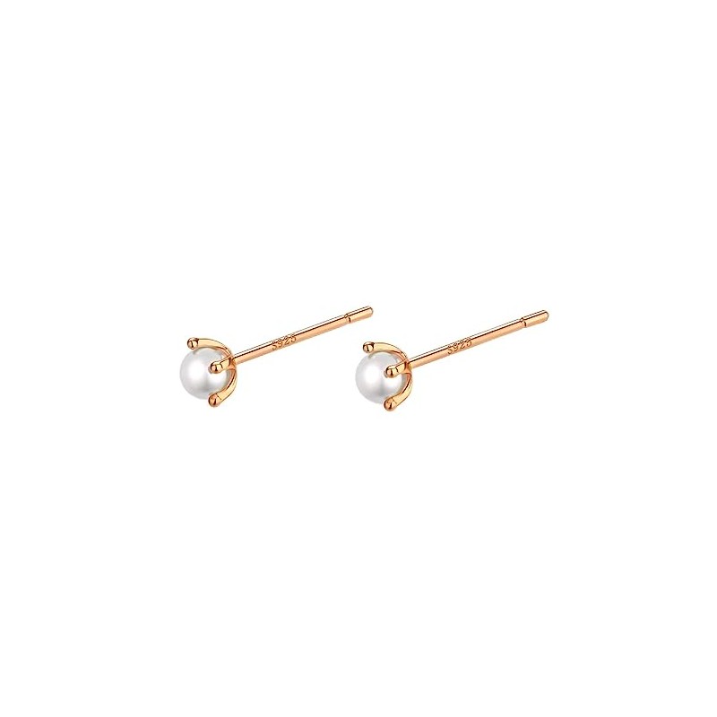 Silver 925 Earrings, Silver, Gold, 18K Coating, Hypoallergenic, Pearl, Small,