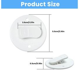 6 Pack Shower Curtain Clips, Self Adhesive White Shower Splash Guard Clips, Windproof Showers Curtains Weights, Curtain Holder for The Wall Weight Clip