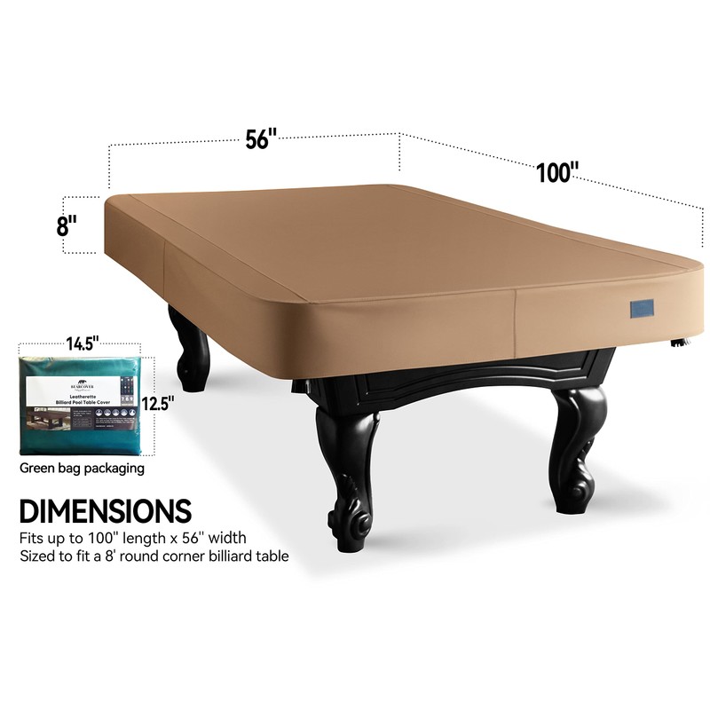 BEARCOVER Heavy Duty Leatherette Billiard Pool Table Cover, Waterproof &