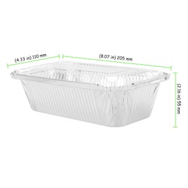 TAICHEUT 60 Pack 1.5 Lb Aluminum Loaf Pans, Silver Small Foil Pans Mini Loaf Pans with Lids for Bread Baking Food Storage Packaging