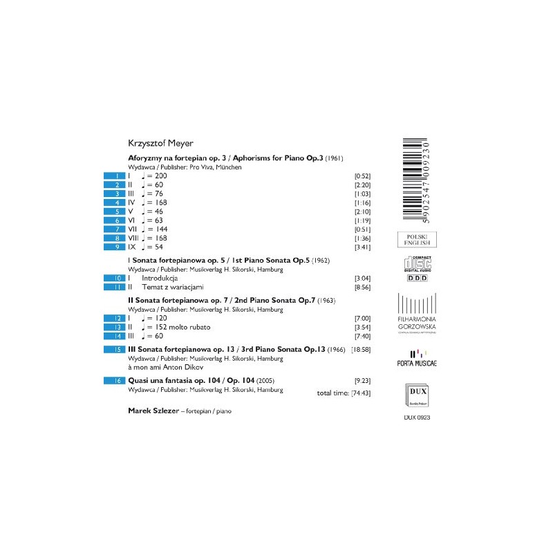 Krzysztof Meyer Works For Pi