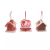 RAZ Imports Set of 3 Hanging Lighted Gingerbread Claydough House