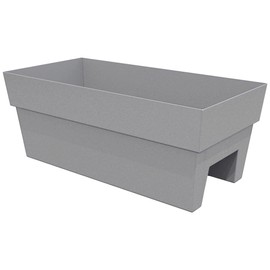 Bloem Finley Deck Rail Rectangle Planter: 24" - Cement - Matte Finish, Fits Rail Sizes 3"-6", 100% Recycled Plastic Box, for Indoor and Outdoor Use, Gardening, 7.5 Gallon Capacity