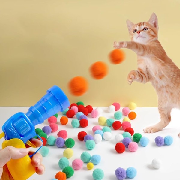 Cat Ball Toy Set RUIFUNETEK Cat Toy Ball Launcher with