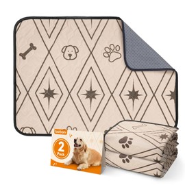 LOOBANI Washable Puppy Pads, 2 Pack Super Absorbent Leak-Proof Reusable Puppy Pads, Non-Slip Dog Training Mats, Waterproof Quick Dry Pee Pads for Home, Crate & Car Travel (Brown, 46x61cm(2 pack))