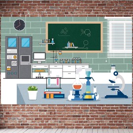 PAKBOOM Science Lab Laboratory Scene Backdrop Banner - VBS Birthday Party Decorations Photo Booth Supplies - 3.9 x 5.9ft