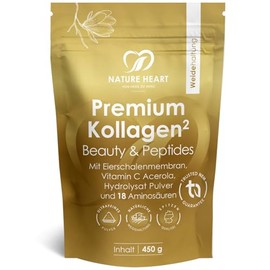 Nature Heart Premium Collagen Peptides Powder 450 g - Pasture - Tasteless, Soluble with Acerola and Over 91% Protein