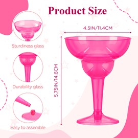 Tioncy 48 Pcs Disposable Plastic Margarita Glasses 12 oz for Mexico Cinco De Mayo Fiesta Taco Party Decorations Martini Glasses Bulk Cocktail Glass for Wedding Mexican Theme Carnivals(Rose Red)