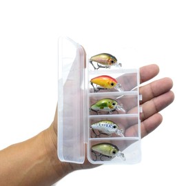 5pcs Fishing Lures Set Hard Body Lures with Treble Hook Fishing-Like Swimbait Fishing Bait 3D Eyes Artificial Baits Crankbait with Tackle Box