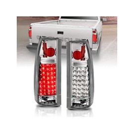 AmeriLite for 1988-2000 Chevy GMC C/K 1500 2500 3500 Pickup Tahoe Suburban Chrome LED Tail Lights Assembly Set - Passenger and Driver Side