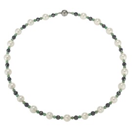 Hematite Necklace Pearl Necklace Aventurine Gemstone Necklaces Magnetic Clasp Chain 20 inch Good Luck Necklace 10 mm Pearl Gifts for Men Women